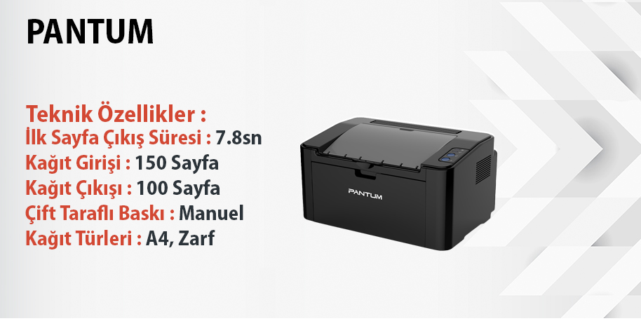 Pantum P2500W Mono Lazer Yazıcı + WiFi